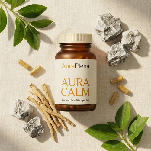 Aura Calm — Complejo Antiestrés con Ashwagandha, Magnesio y L-Teanina · 60 Cápsulas