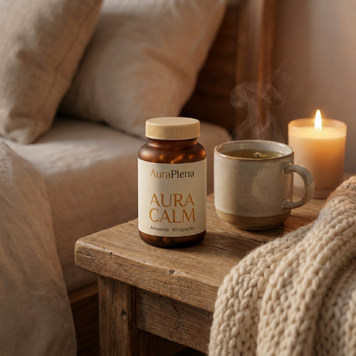 Aura Calm — Complejo Antiestrés con Ashwagandha, Magnesio y L-Teanina · 60 Cápsulas