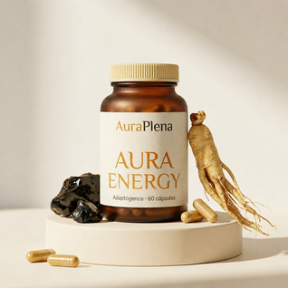 Aura Energy — Adaptógenos Shilajit, Rhodiola y Ginseng · 60 Cápsulas