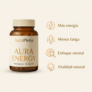 Aura Energy — Adaptógenos Shilajit, Rhodiola y Ginseng · 60 Cápsulas