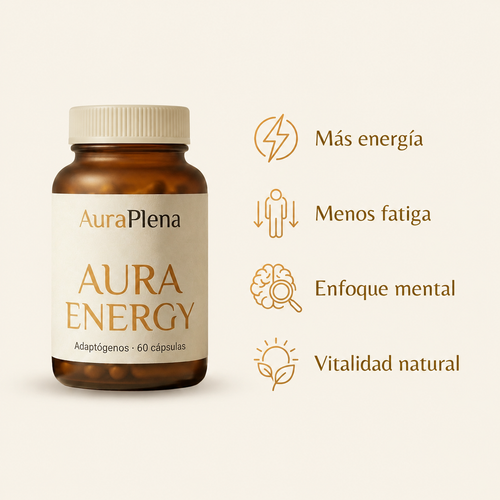 Aura Energy — Adaptógenos Shilajit, Rhodiola y Ginseng · 60 Cápsulas