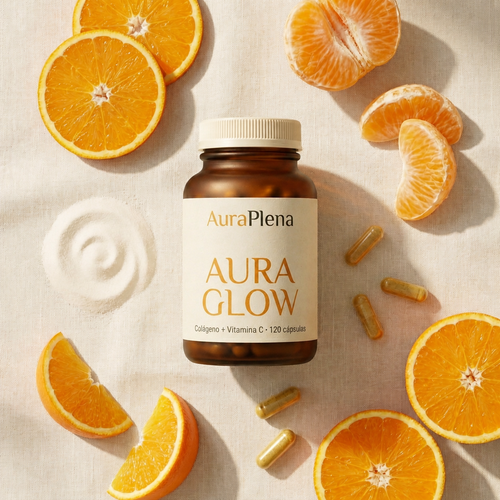 Aura Glow — Colágeno Hidrolizado + Vitamina C · 120 Cápsulas